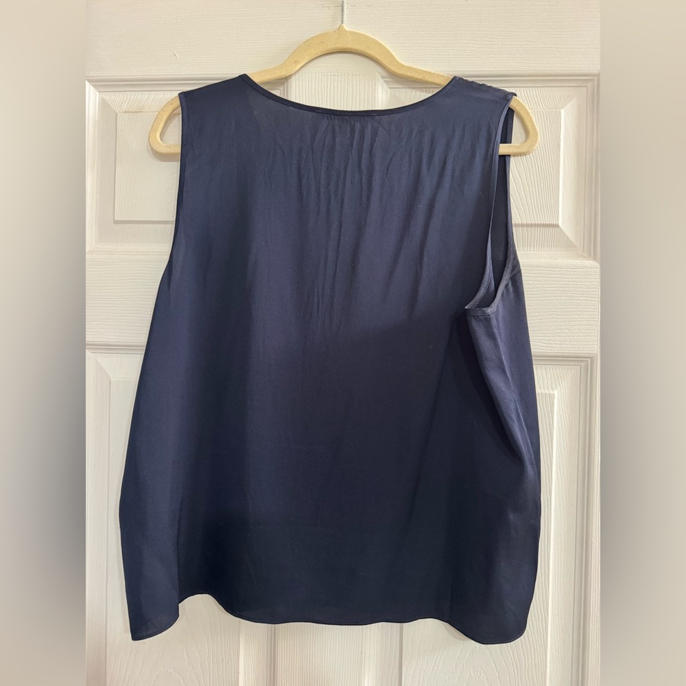 Quince Deep Navy Blue Silk Tank Top - Picture 2 of 3